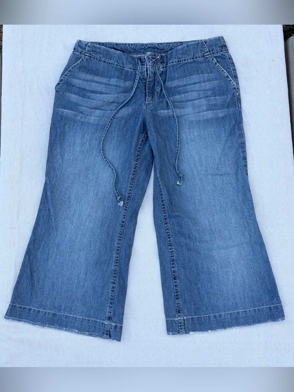 Vintage Y2K Street Denim Cropped Capri Jeans, Streetwear Grunge